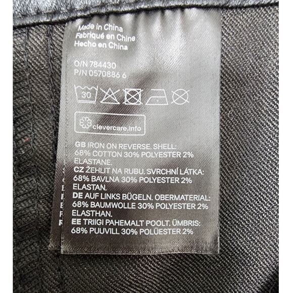 H&M Jeans Womens 12 Black Coated Faux Leather Stretch High Rise Skinny Zip Hem - Picture 5 of 10